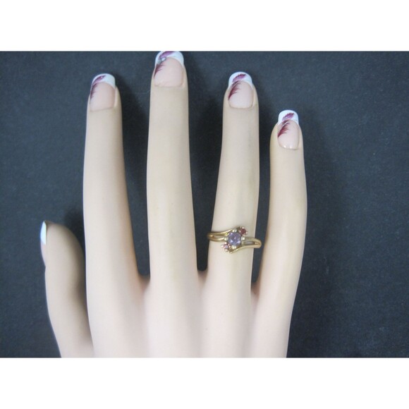 Vintage 10K Zircon Fire Opal Ring Size 6 - Picture 6 of 10